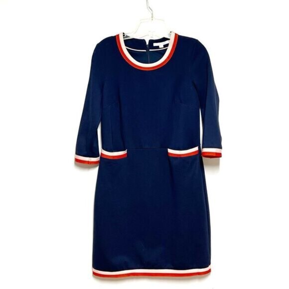 Boden Gloria Ponte Navy Blue Retro Shift Dress Size 6 - Picture 2 of 5